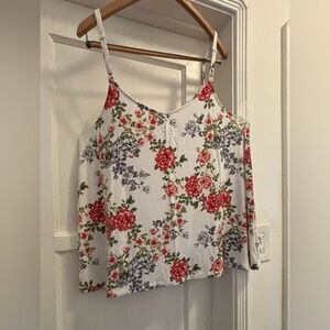Torrid Floral Camisole - White with Red and Green